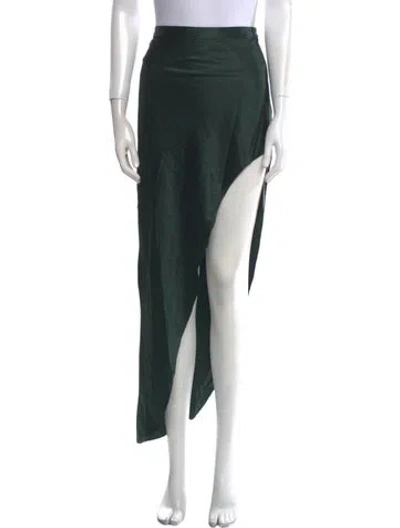 Pre-owned Fleur Du Mal Silk Long Skirt In Green