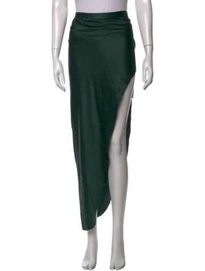 Pre-owned Fleur Du Mal Silk Long Skirt In Green