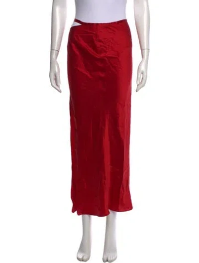 Pre-owned Fleur Du Mal Silk Long Skirt In Red