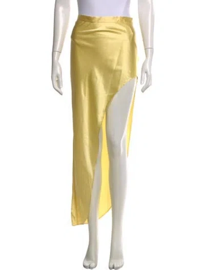 Pre-owned Fleur Du Mal Silk Long Skirt In Yellow