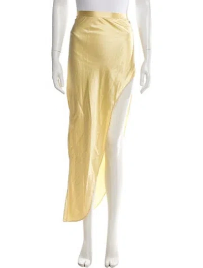 Pre-owned Fleur Du Mal Silk Long Skirt In Yellow