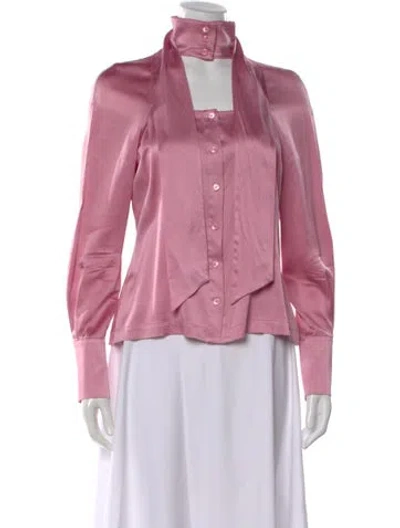 Pre-owned Fleur Du Mal Silk Long Sleeve Blouse In Pink