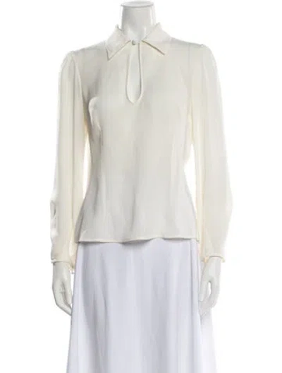 Pre-owned Fleur Du Mal Silk Long Sleeve Blouse In White