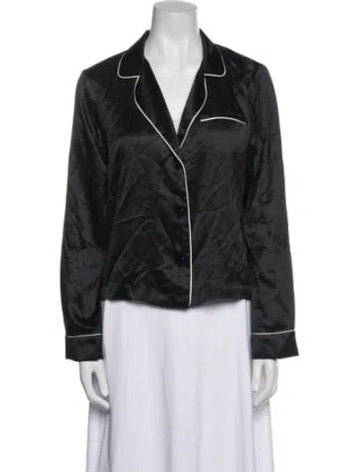 Pre-owned Fleur Du Mal Silk Long Sleeve Button-up Top In Blue