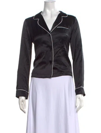 Pre-owned Fleur Du Mal Silk Long Sleeve Button-up Top W/ Tags In Black