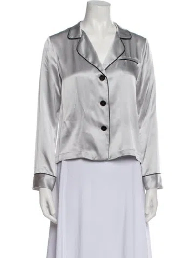 Pre-owned Fleur Du Mal Silk Long Sleeve Button-up Top W/ Tags In Neutral