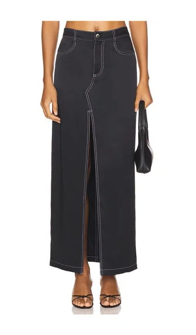 Fleur Du Mal Silk Maxi Skirt In Black