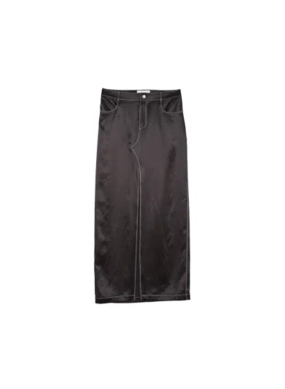 Fleur Du Mal Silk Maxi Skirt In Black