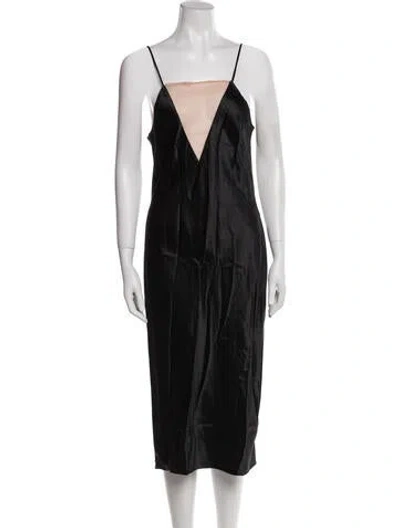 Pre-owned Fleur Du Mal Silk Midi Length Dress In Black