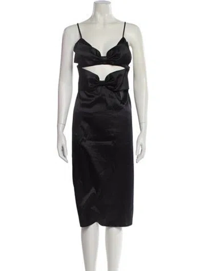 Pre-owned Fleur Du Mal Silk Midi Length Dress In Black