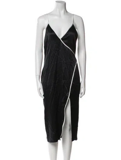Pre-owned Fleur Du Mal Silk Midi Length Dress In Black