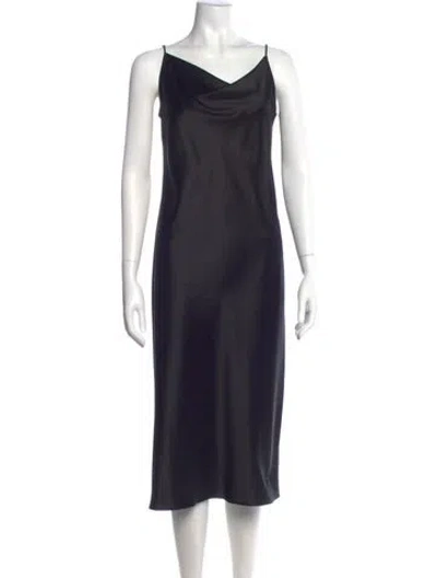 Pre-owned Fleur Du Mal Silk Midi Length Dress In Black