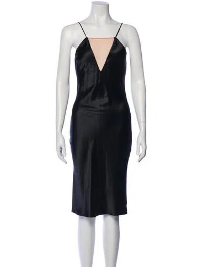 Pre-owned Fleur Du Mal Silk Midi Length Dress In Black