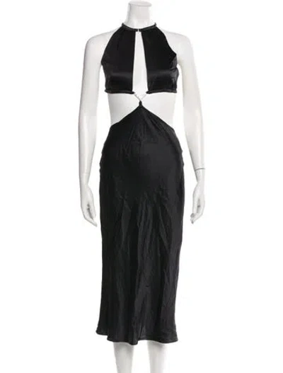 Pre-owned Fleur Du Mal Silk Midi Length Dress In Black
