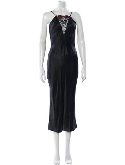 Pre-owned Fleur Du Mal Silk Midi Length Dress In Black