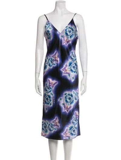 Pre-owned Fleur Du Mal Silk Midi Length Dress In Black