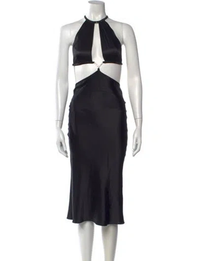 Pre-owned Fleur Du Mal Silk Midi Length Dress In Black
