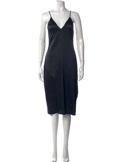 Pre-owned Fleur Du Mal Silk Midi Length Dress In Black