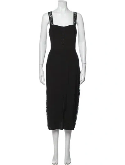 Pre-owned Fleur Du Mal Silk Midi Length Dress In Black