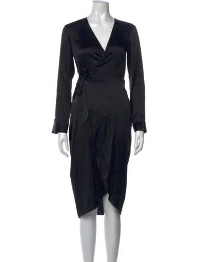 Pre-owned Fleur Du Mal Silk Midi Length Dress In Black