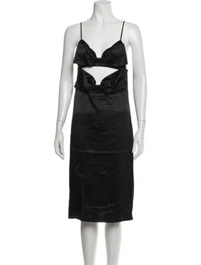 Pre-owned Fleur Du Mal Silk Midi Length Dress In Black