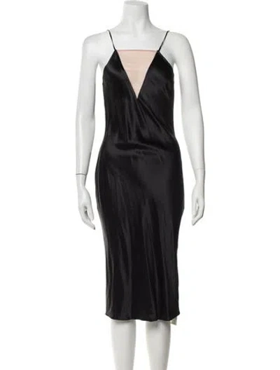 Pre-owned Fleur Du Mal Silk Midi Length Dress In Black