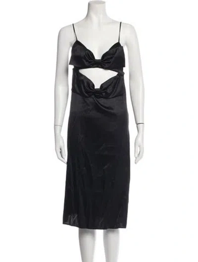 Pre-owned Fleur Du Mal Silk Midi Length Dress In Black