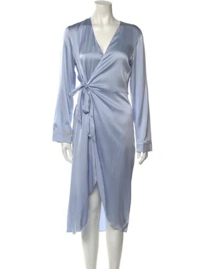 Pre-owned Fleur Du Mal Silk Midi Length Dress In Blue