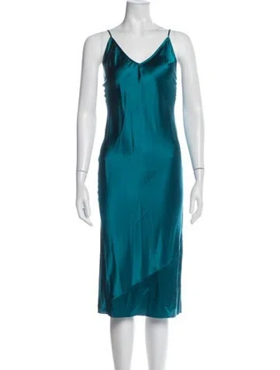Pre-owned Fleur Du Mal Silk Midi Length Dress In Blue