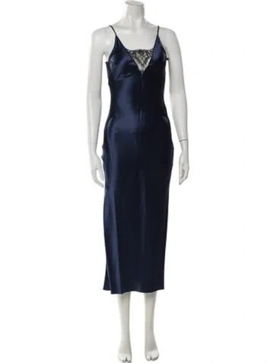 Pre-owned Fleur Du Mal Silk Midi Length Dress In Blue