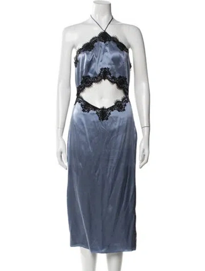 Pre-owned Fleur Du Mal Silk Midi Length Dress In Blue