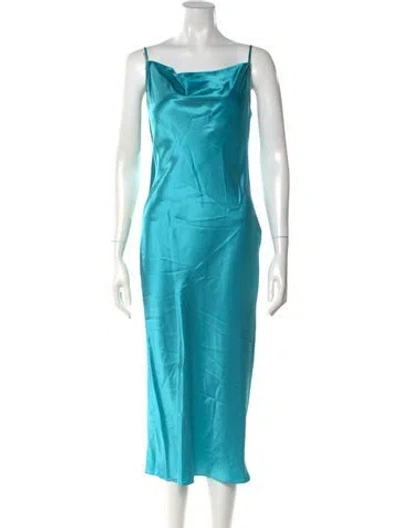 Pre-owned Fleur Du Mal Silk Midi Length Dress In Blue