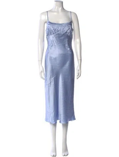 Pre-owned Fleur Du Mal Silk Midi Length Dress In Blue