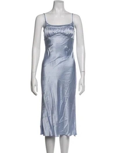 Pre-owned Fleur Du Mal Silk Midi Length Dress In Blue