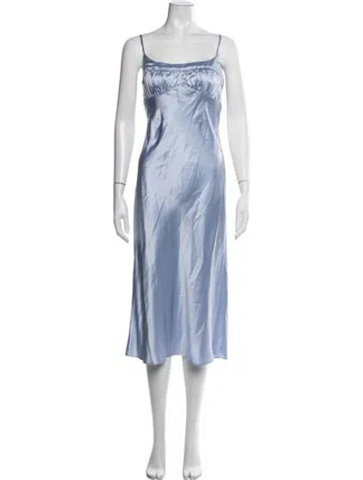 Pre-owned Fleur Du Mal Silk Midi Length Dress In Blue