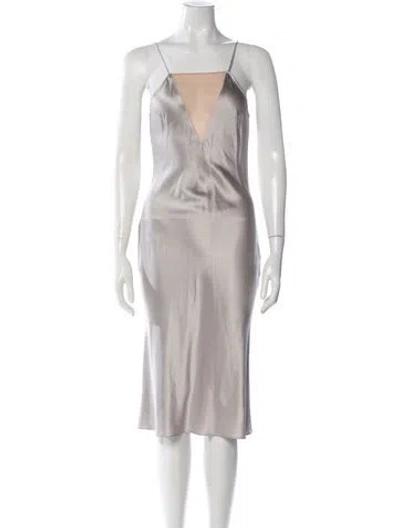 Pre-owned Fleur Du Mal Silk Midi Length Dress In Gray