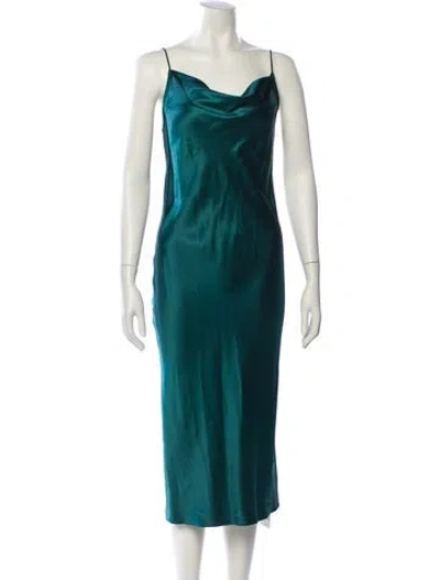Pre-owned Fleur Du Mal Silk Midi Length Dress In Green