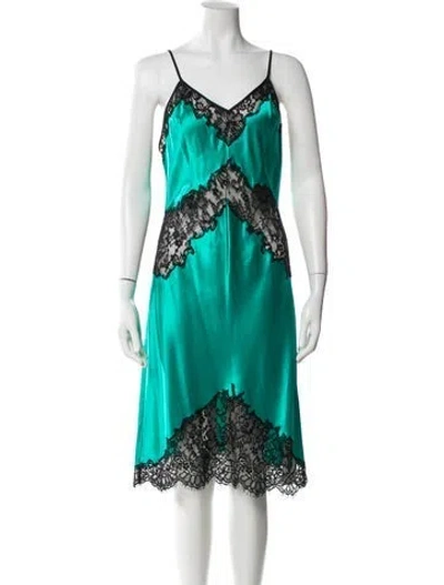 Pre-owned Fleur Du Mal Silk Midi Length Dress In Green