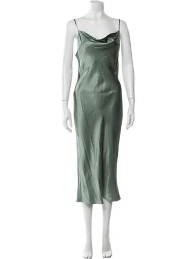Pre-owned Fleur Du Mal Silk Midi Length Dress In Green