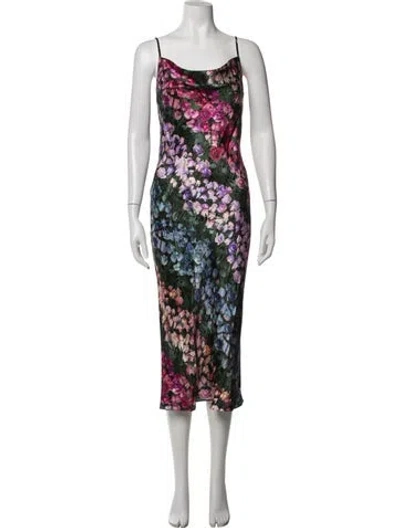 Pre-owned Fleur Du Mal Silk Midi Length Dress In Green