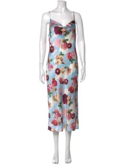 Pre-owned Fleur Du Mal Silk Midi Length Dress In Multicolor