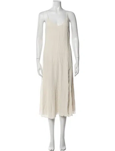 Pre-owned Fleur Du Mal Silk Midi Length Dress In Neutral