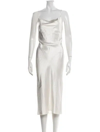 Pre-owned Fleur Du Mal Silk Midi Length Dress In Neutrals