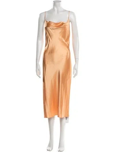 Pre-owned Fleur Du Mal Silk Midi Length Dress In Orange