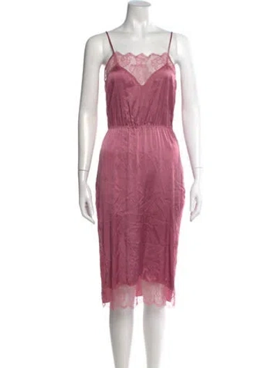Pre-owned Fleur Du Mal Silk Midi Length Dress In Pink