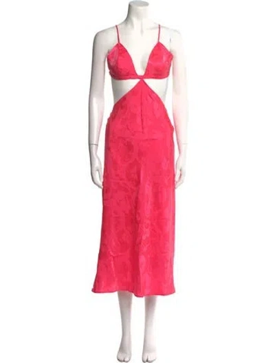 Pre-owned Fleur Du Mal Silk Midi Length Dress In Pink