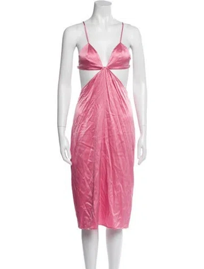 Pre-owned Fleur Du Mal Silk Midi Length Dress In Pink