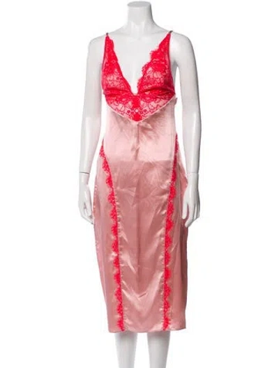 Pre-owned Fleur Du Mal Silk Midi Length Dress In Pink