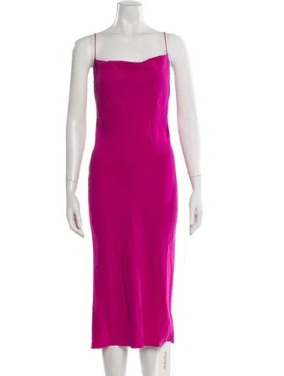Pre-owned Fleur Du Mal Silk Midi Length Dress In Pink