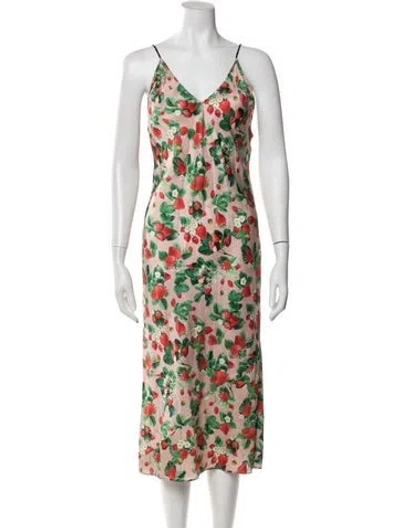Pre-owned Fleur Du Mal Silk Midi Length Dress In Pink